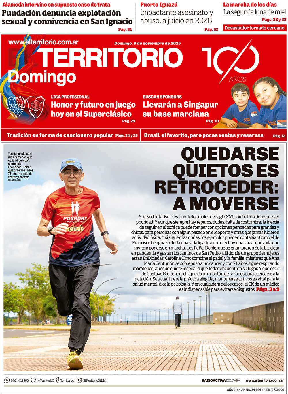 Tapa del diario El Territorio 09/11/2025