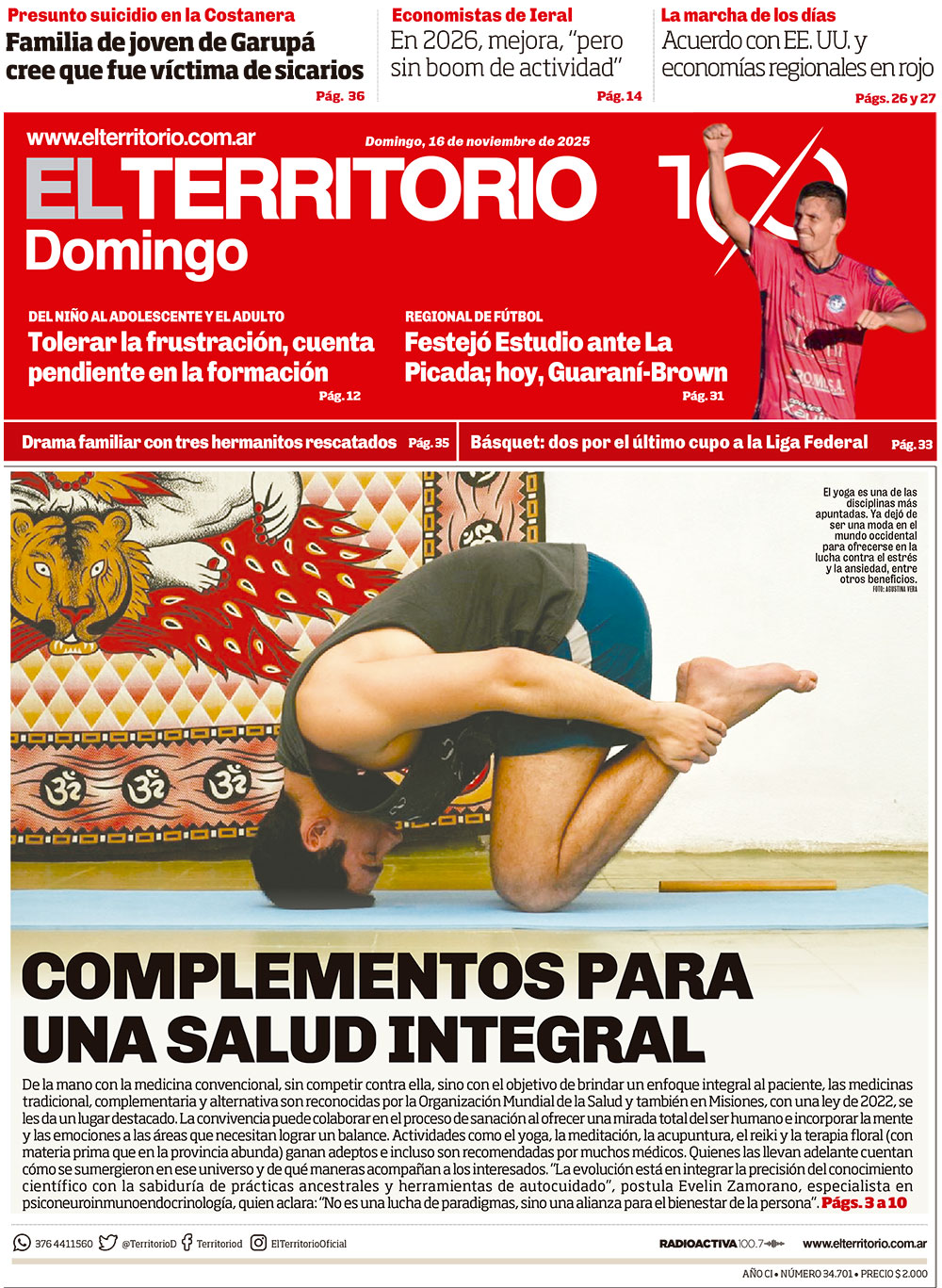 Tapa del diario El Territorio 16/11/2025