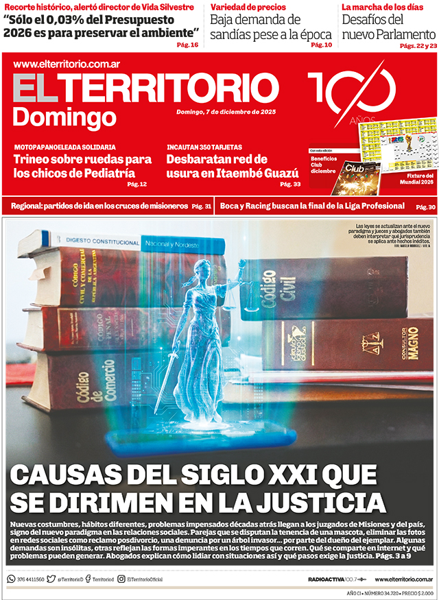 Tapa del diario El Territorio 07/12/2025