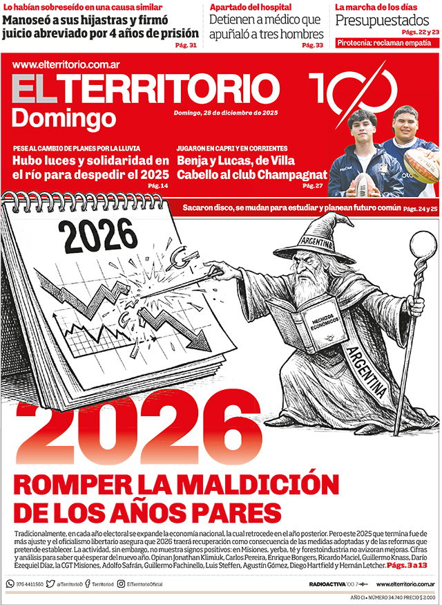 Tapa del diario El Territorio 28/12/2025