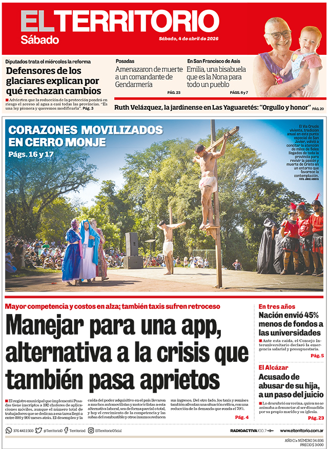 Tapa del diario El Territorio 04/04/2026