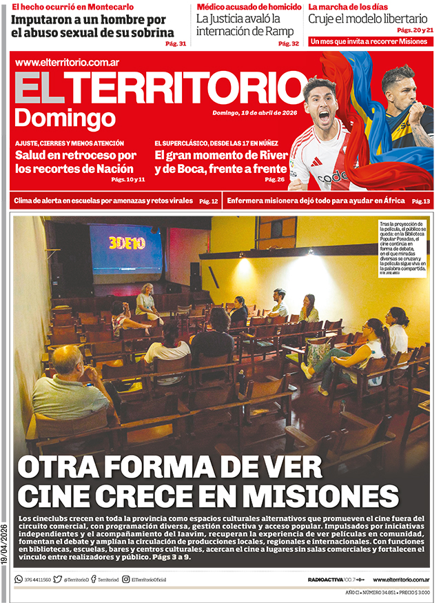 Tapa del diario El Territorio 19/04/2026