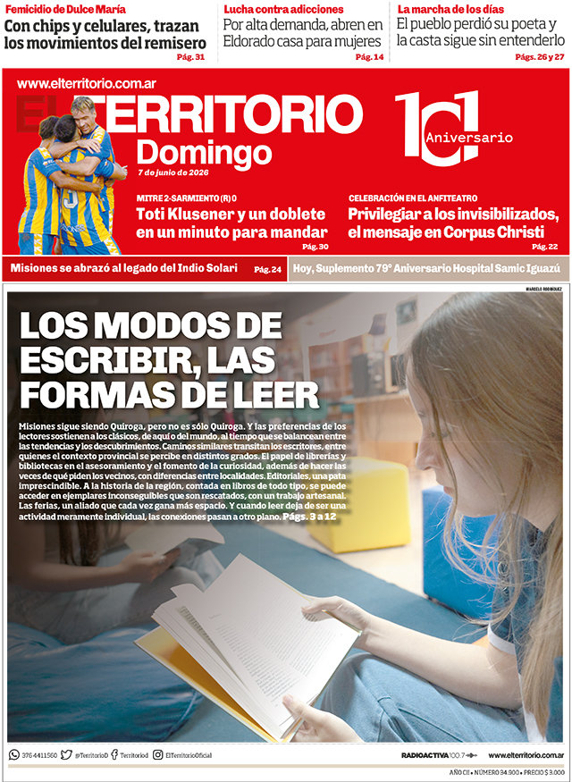 Tapa del diario El Territorio 07/06/2026