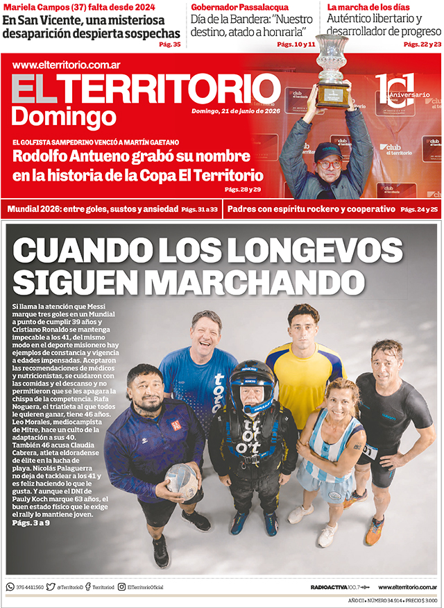 Tapa del diario El Territorio 21/06/2026