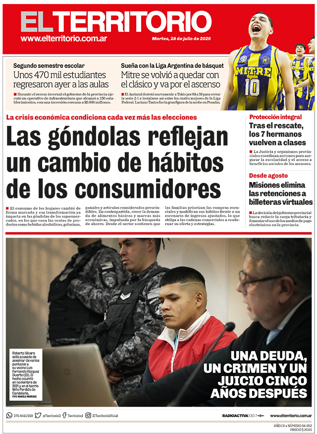 Tapa del diario El Territorio 28/07/2026