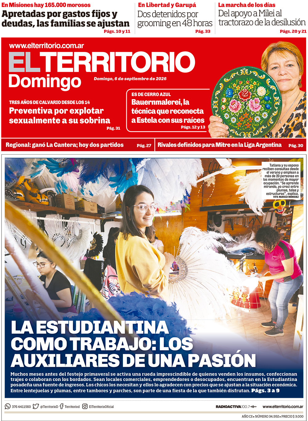 Tapa del diario El Territorio 06/09/2026