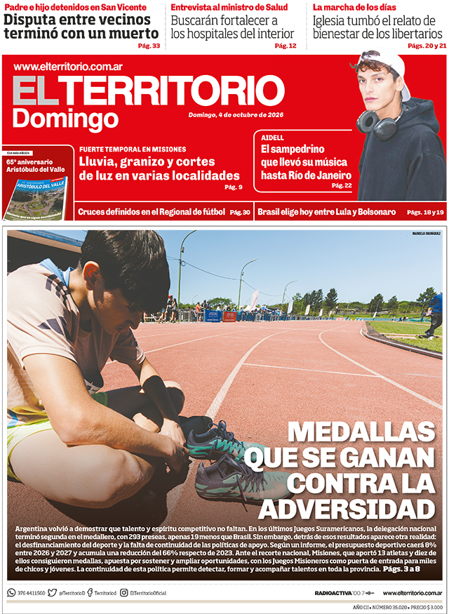 Tapa del diario El Territorio 04/10/2026