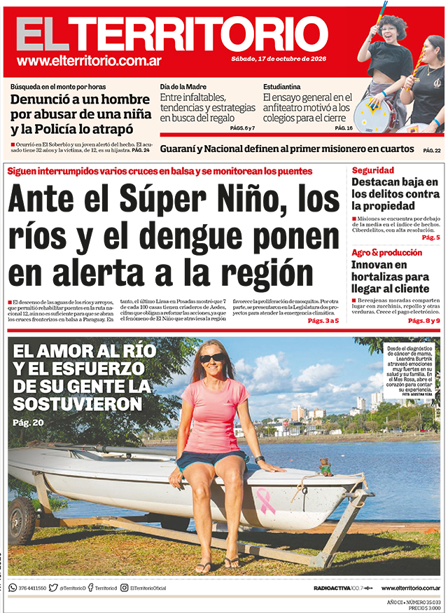 Tapa del diario El Territorio 17/10/2026