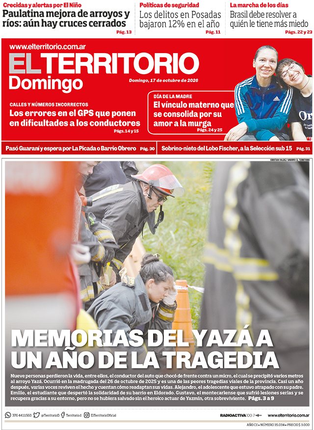 Tapa del diario El Territorio 18/10/2026