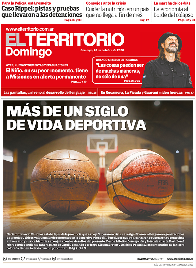 Tapa del diario El Territorio 25/10/2026