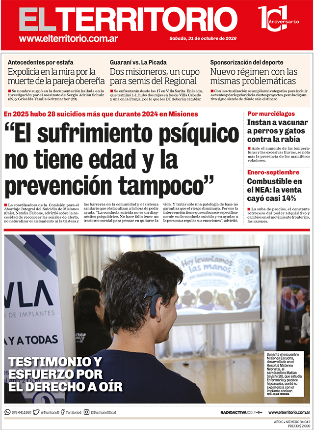 Tapa del diario El Territorio 31/10/2026